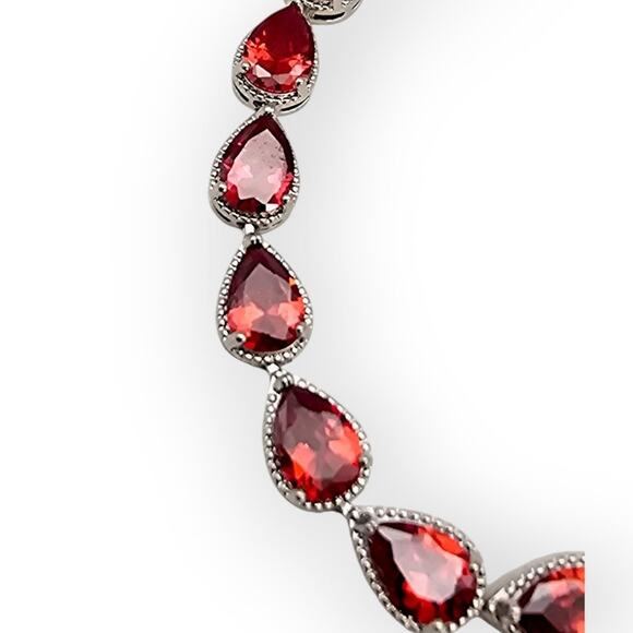 Fiery Orange Gemstone Bracelet Ankelet in Sterling Silver – 925 – Adjustable - Picture 8 of 11